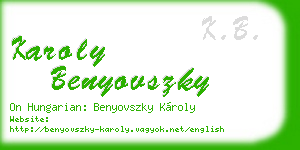 karoly benyovszky business card